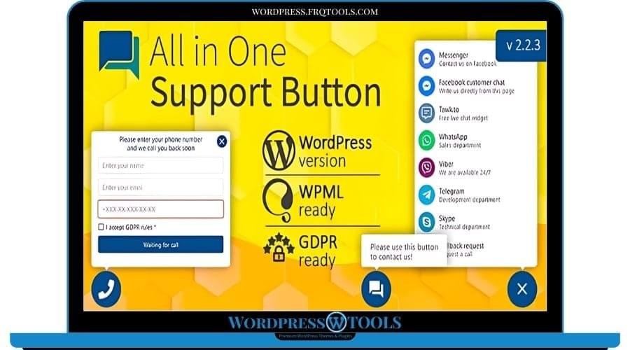 All in One Support Button Callback Request. WhatsApp Messenger Telegram LiveChat and more